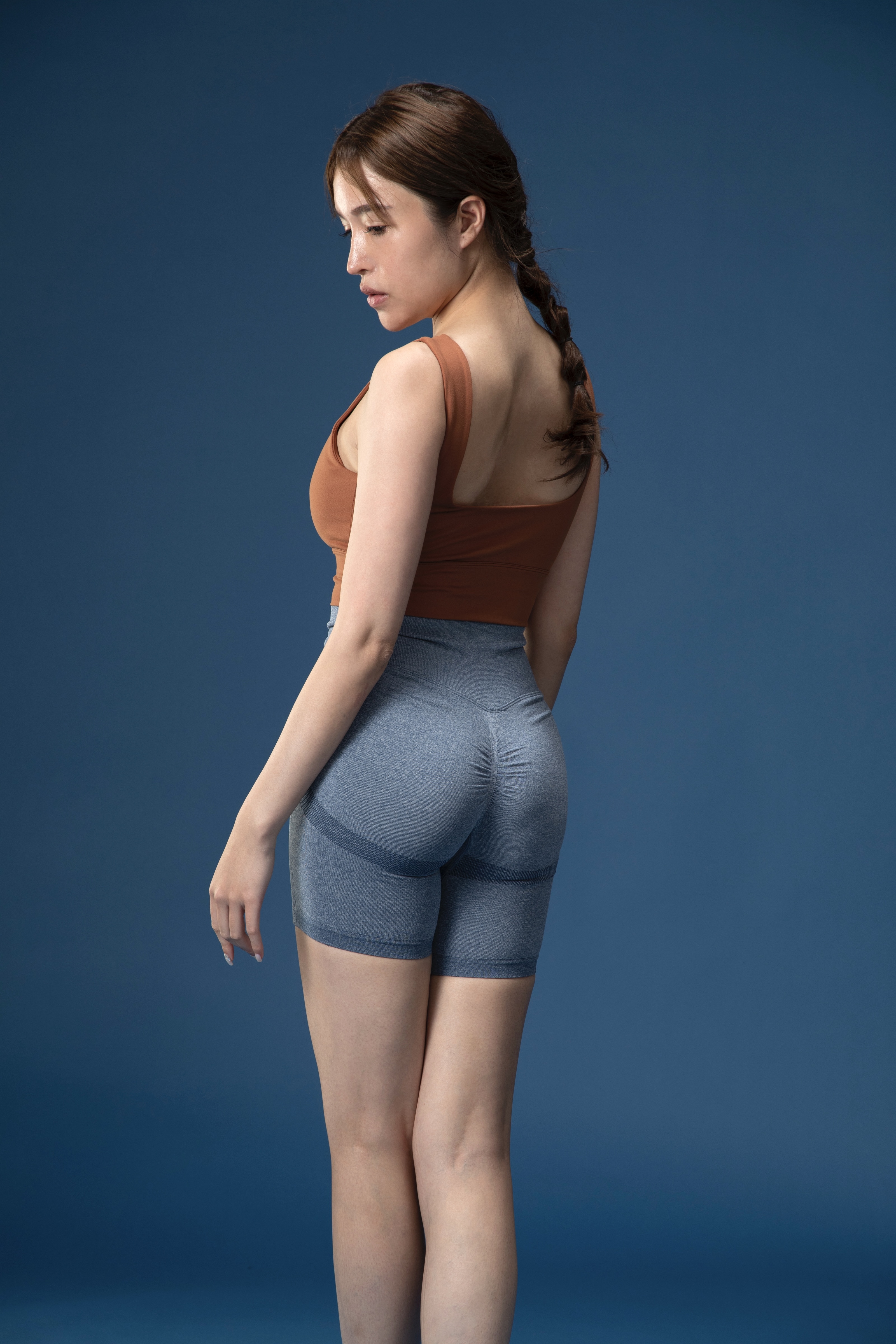 I.M.S高腰提臀合身短褲- 天空藍