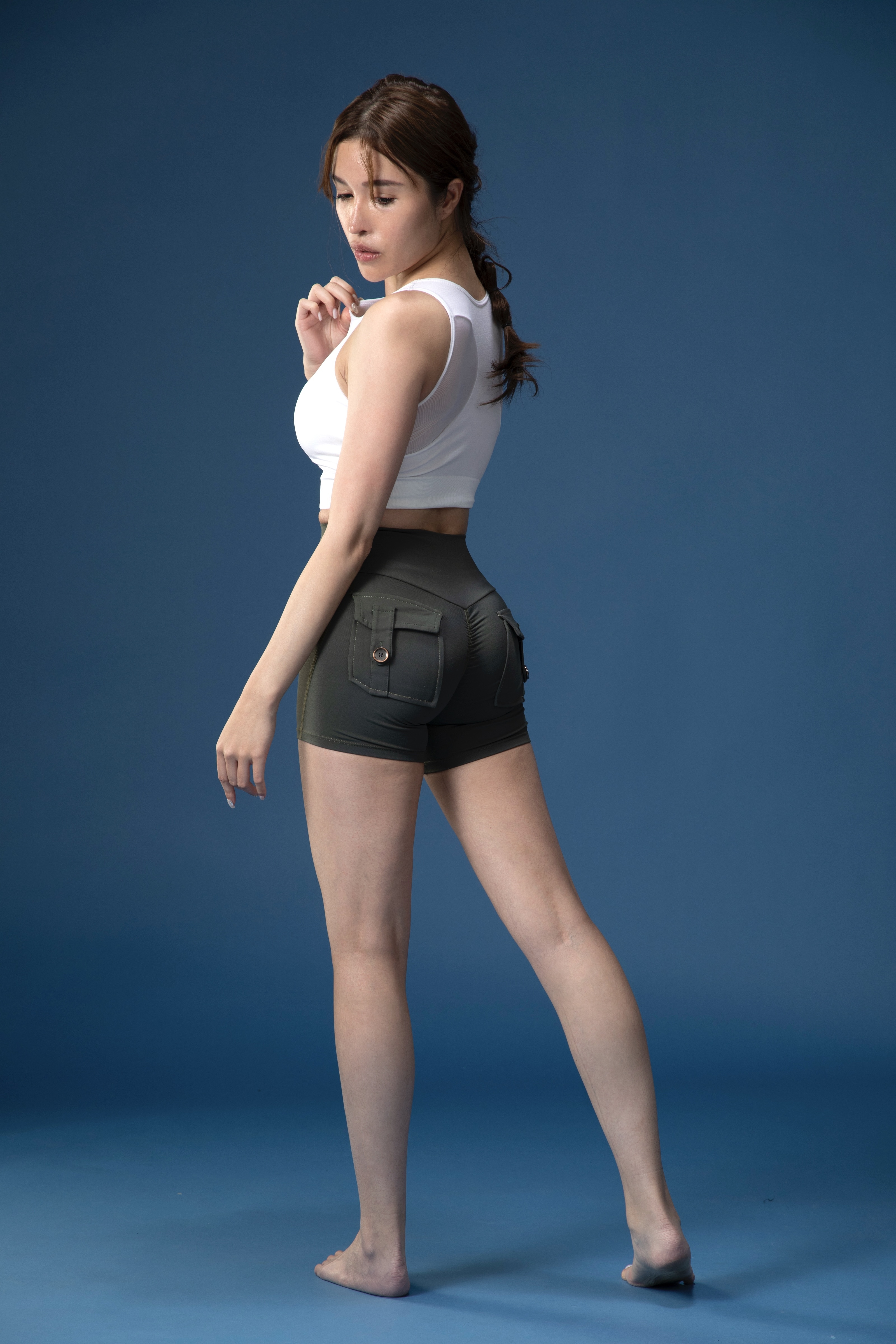 I.M.S口袋設計工裝短褲-軍綠色