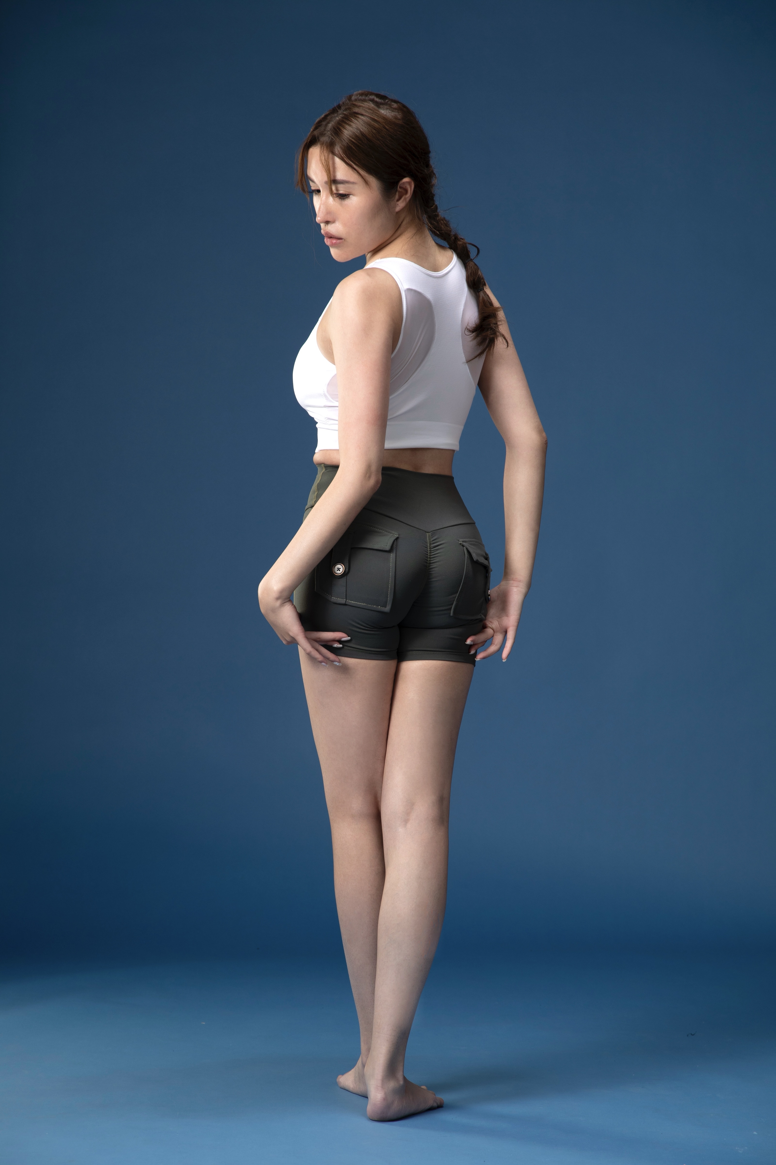 I.M.S口袋設計工裝短褲-軍綠色