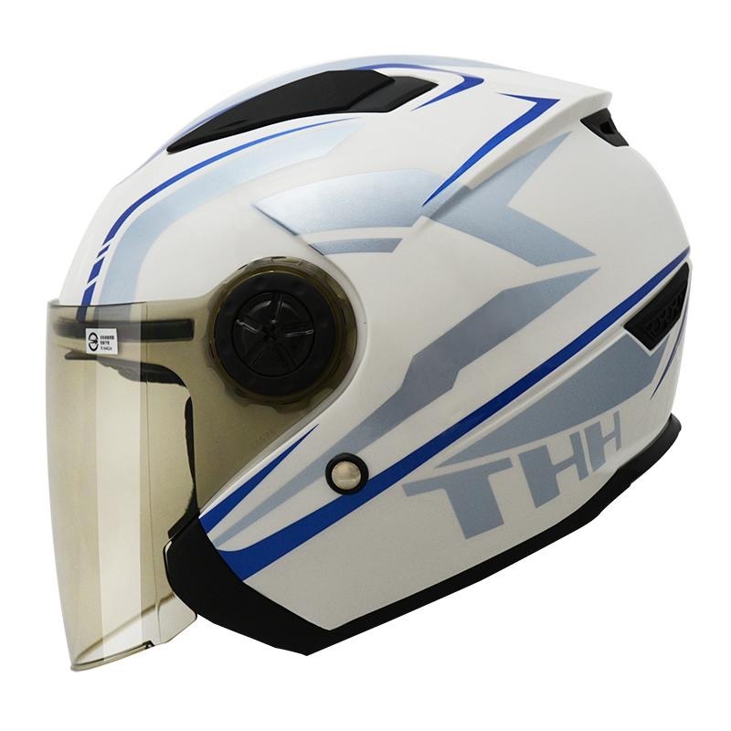 THH T335 T-SPORT 亮白/金屬藍 3/4罩式
