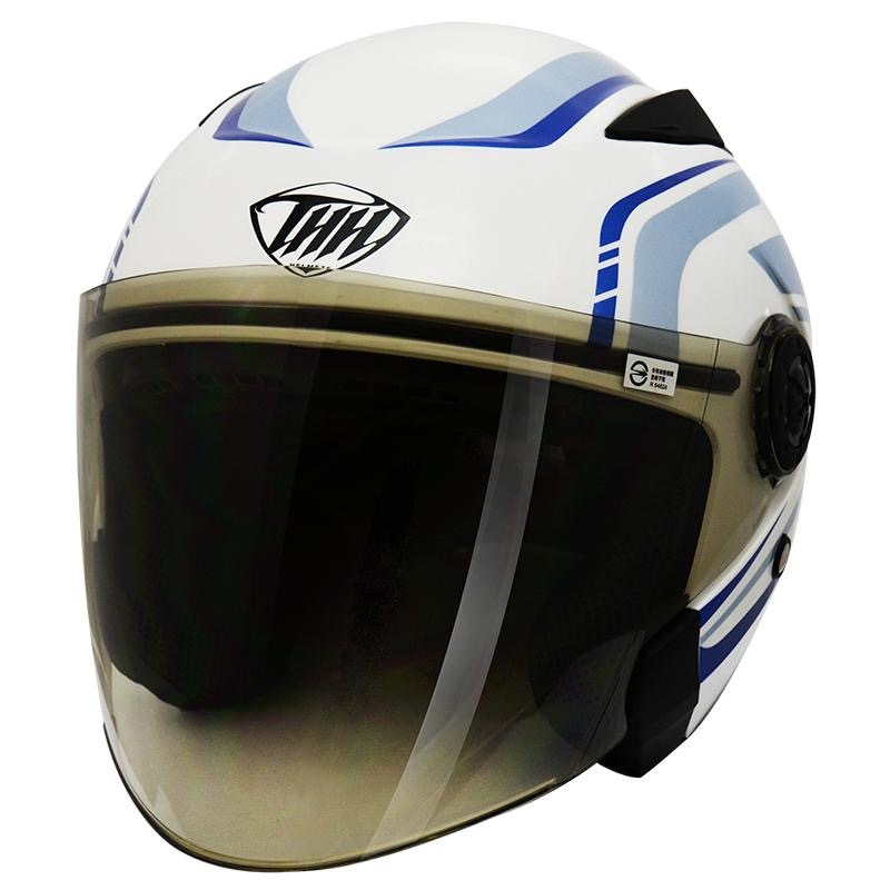 THH T335 T-SPORT 亮白/金屬藍 3/4罩式