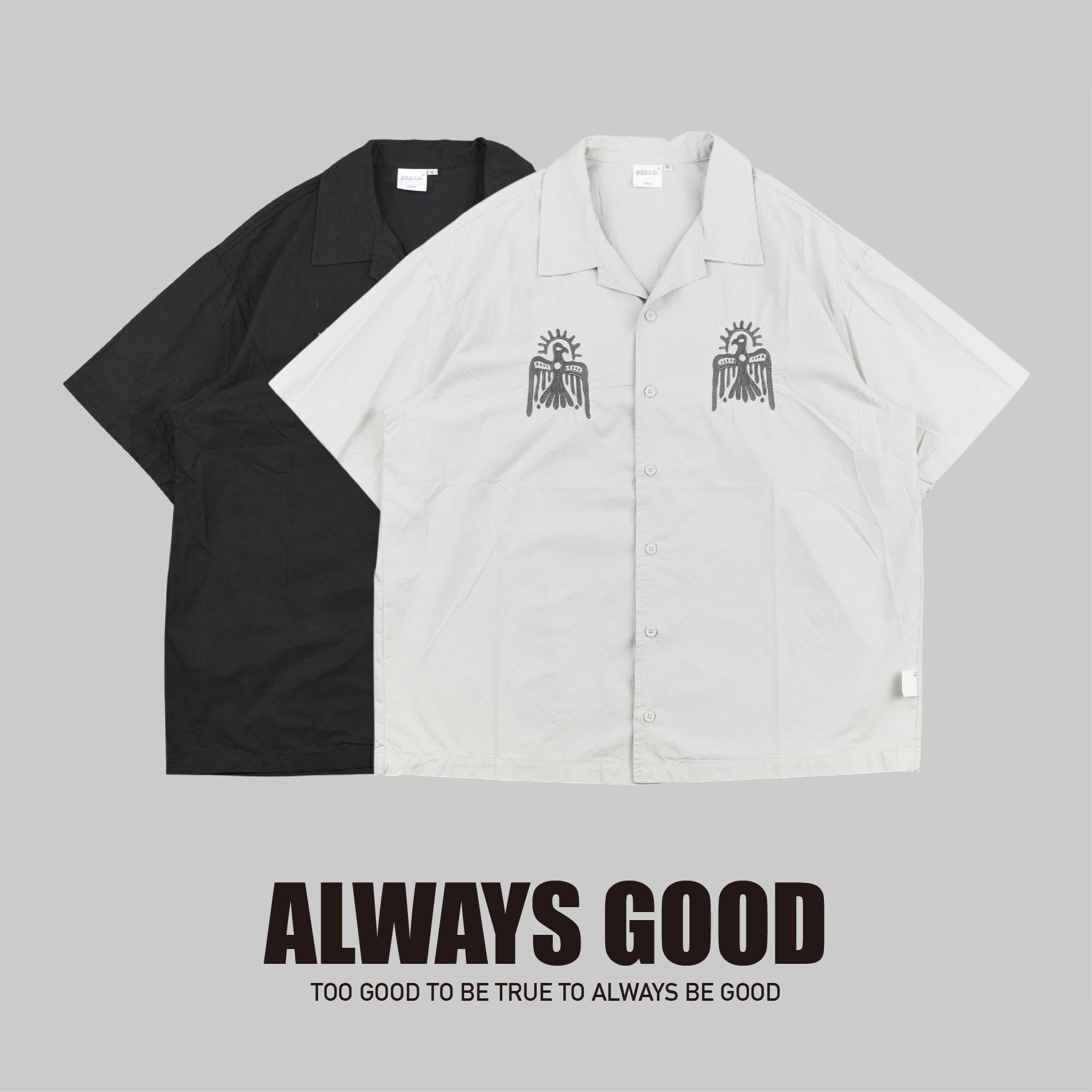 『Always_Good』古文明 刺繡 古巴領 短袖襯衫