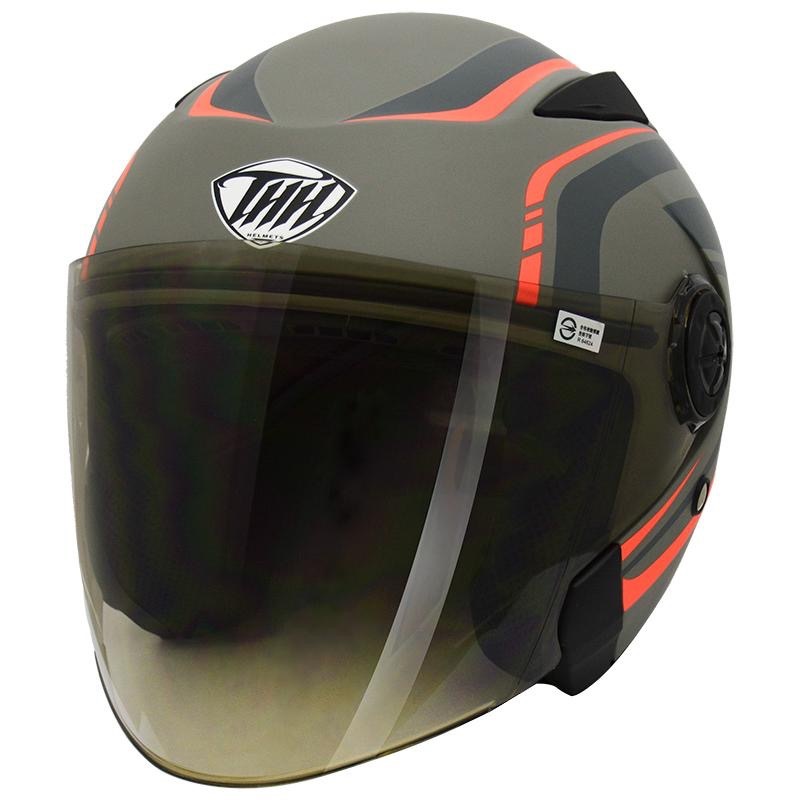THH T335 T-SPORT 平光灰/黑橘 3/4罩式