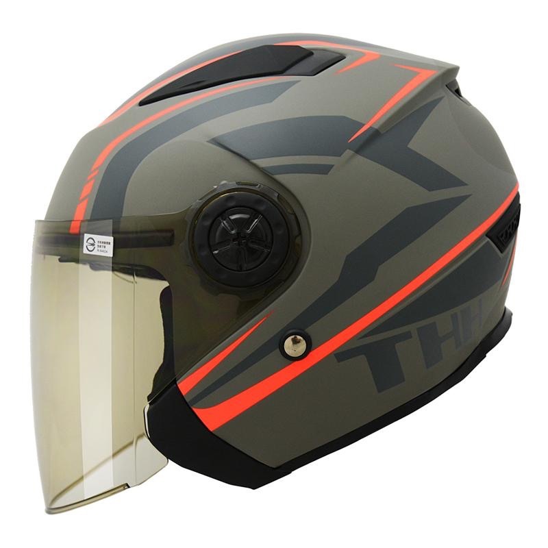 THH T335 T-SPORT 平光灰/黑橘 3/4罩式