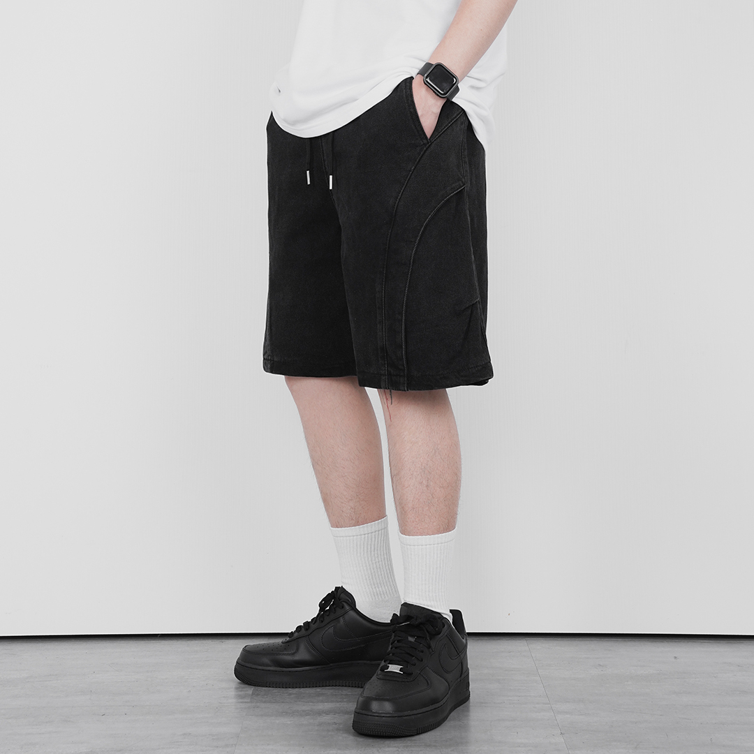 弧形水洗丹寧短褲｜Blade Washed Denim Shorts LJ-319
