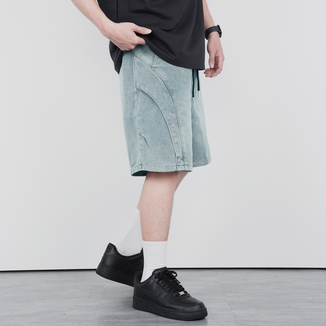 弧形水洗丹寧短褲｜Blade Washed Denim Shorts LJ-319