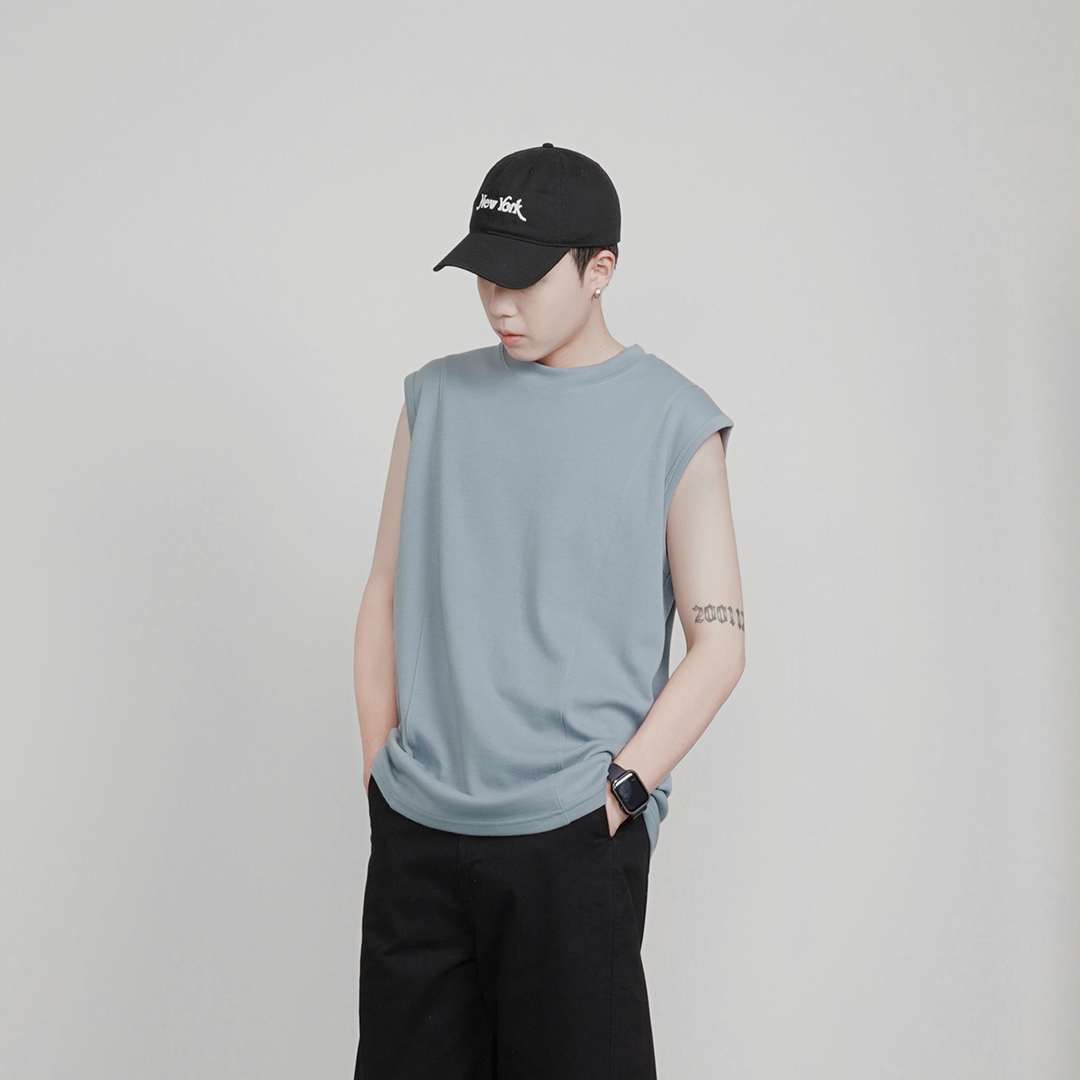 QIAO - 韓風CoreCut Vest  核心剪裁 寬肩背心