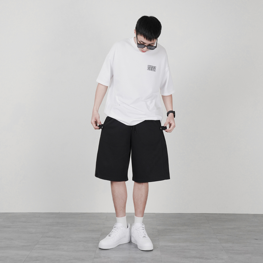 shorts - 六分過膝畫家短褲 覆合棉 B5369