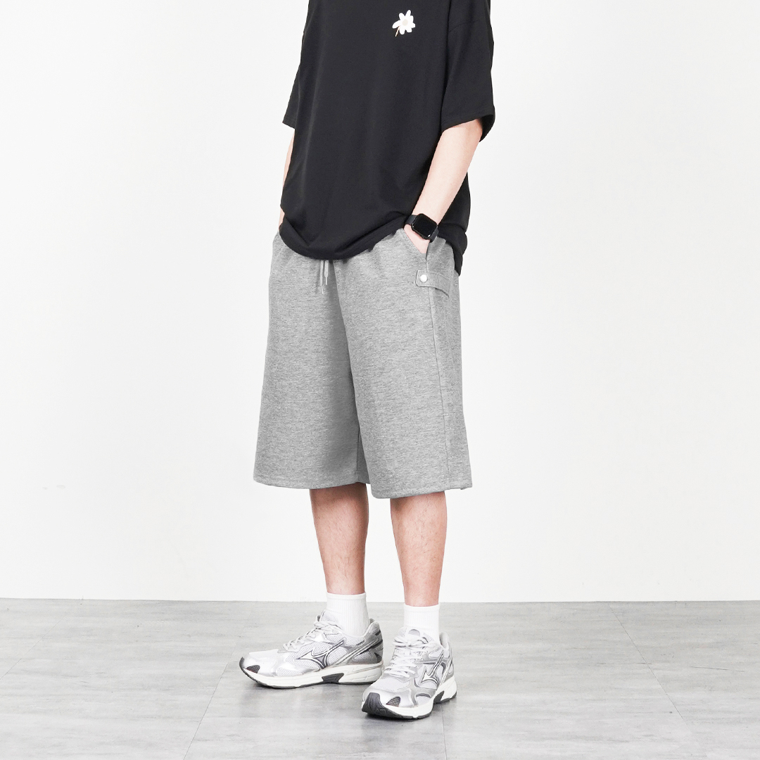 shorts - 六分過膝畫家短褲 覆合棉 B5369