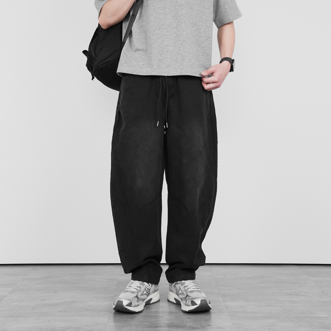 Washed Joggers - 做舊刷色錐形褲 高質感超細單數斜紋面料