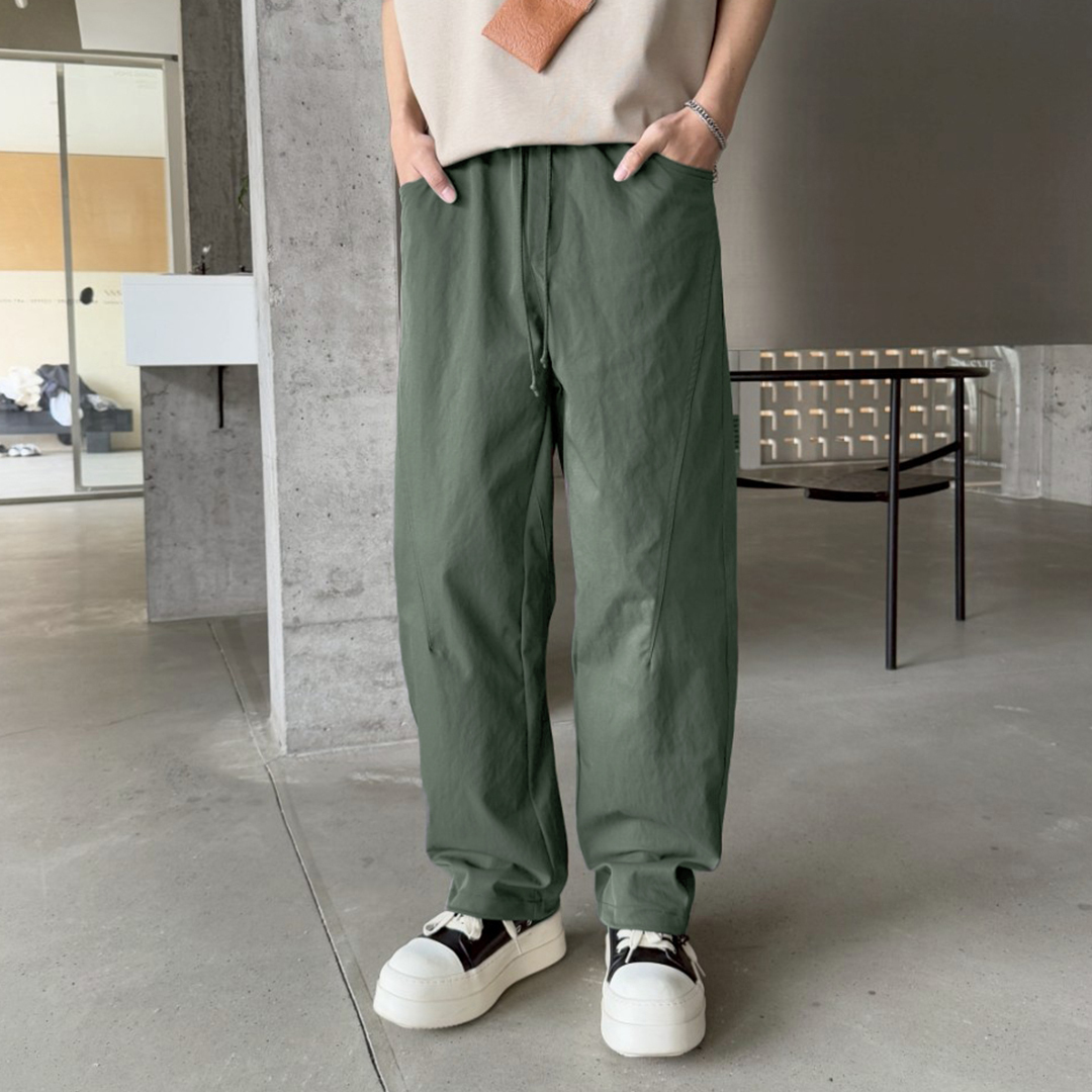 高質感超細單數斜紋面料 - 修身束腳褲