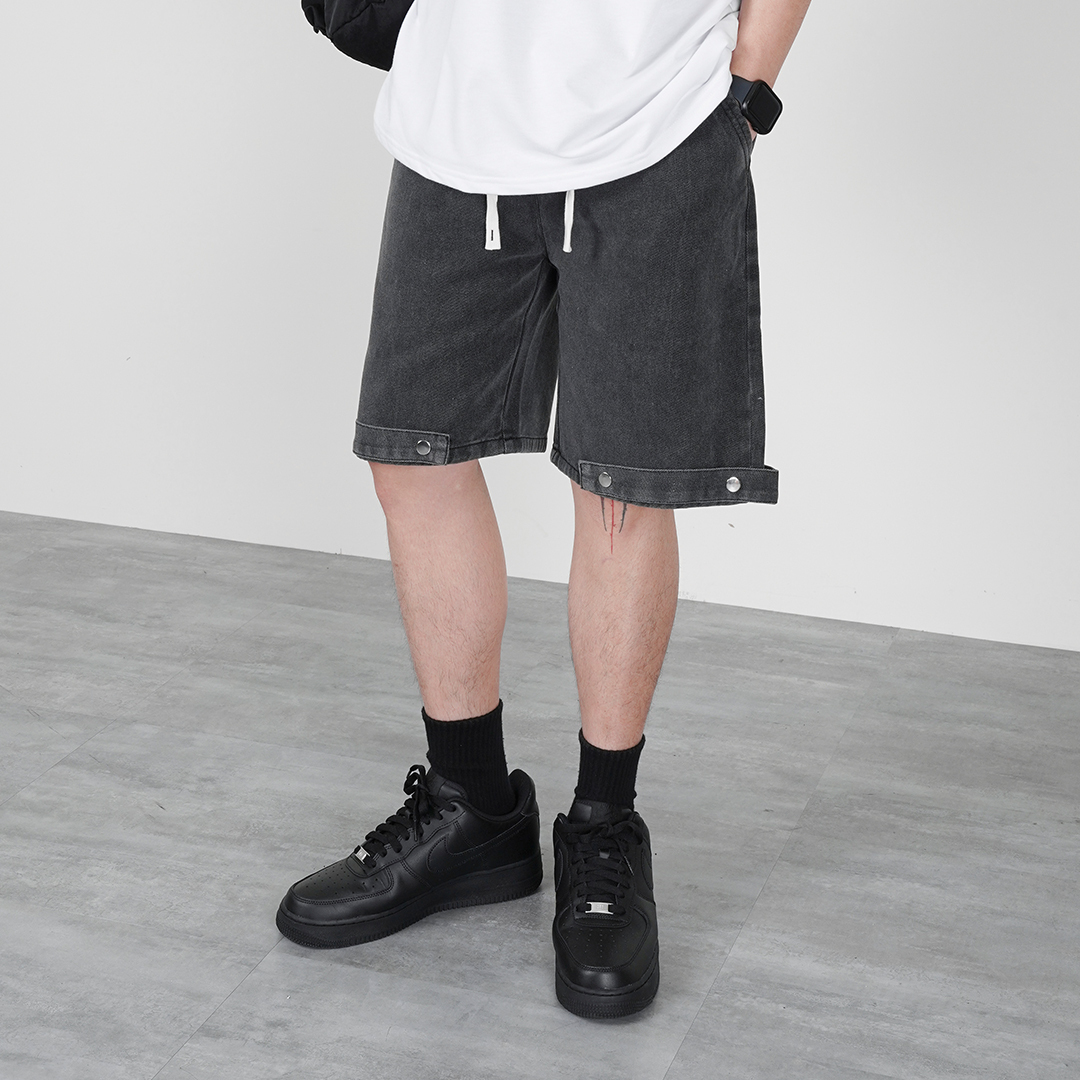 shorts - 造型褲扣 水洗牛仔短褲 LJ-513