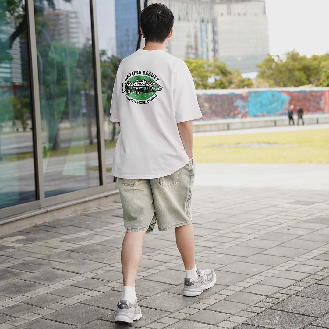 ✌復古色 側直紋 水洗 牛仔短褲 LJ-2534