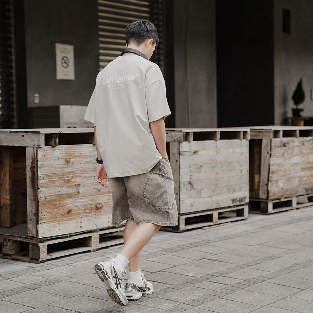 ✌復古色 彎刀側袋 水洗 牛仔短褲 LJ-2533