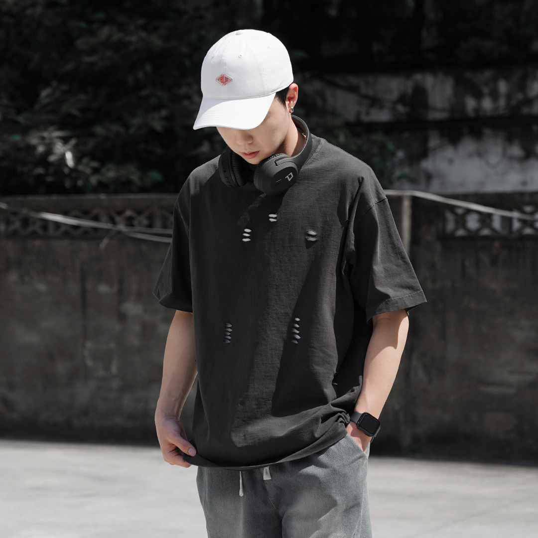 純色水洗 破壞短T LJ-023 NB