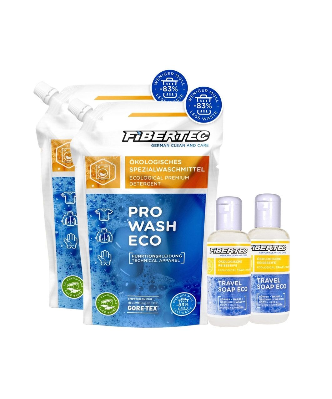 FIBERTEC / 洗滌組合 / 機能性GORE-TEX ®服飾專用500ml*2+旅行肥皂生態液100ml*2