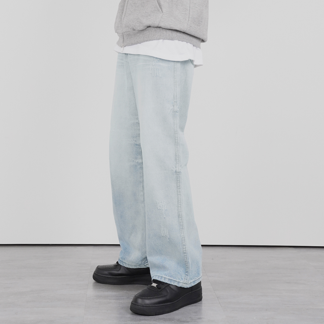 乾淨感復古抓痕直筒褲 LJ-1111 LJNB