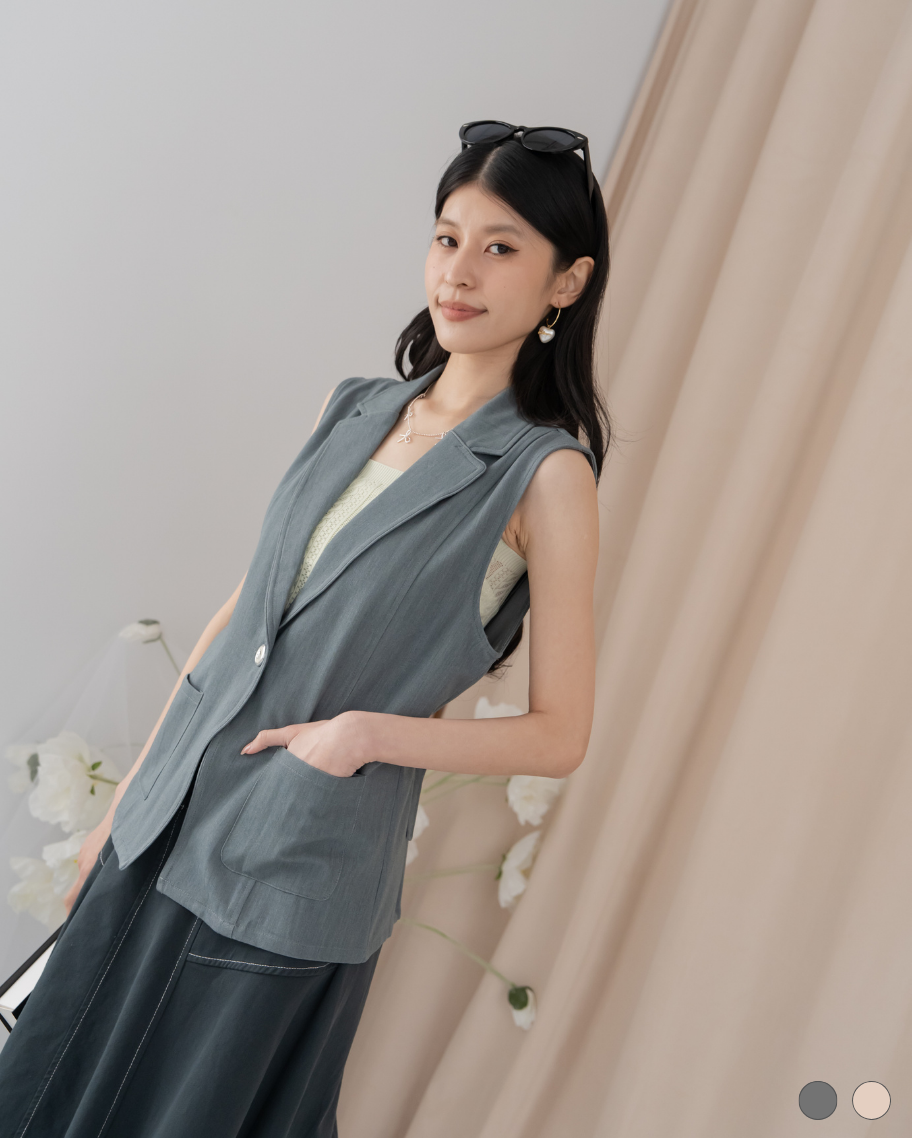 都會簡約微正式西裝翻領背心