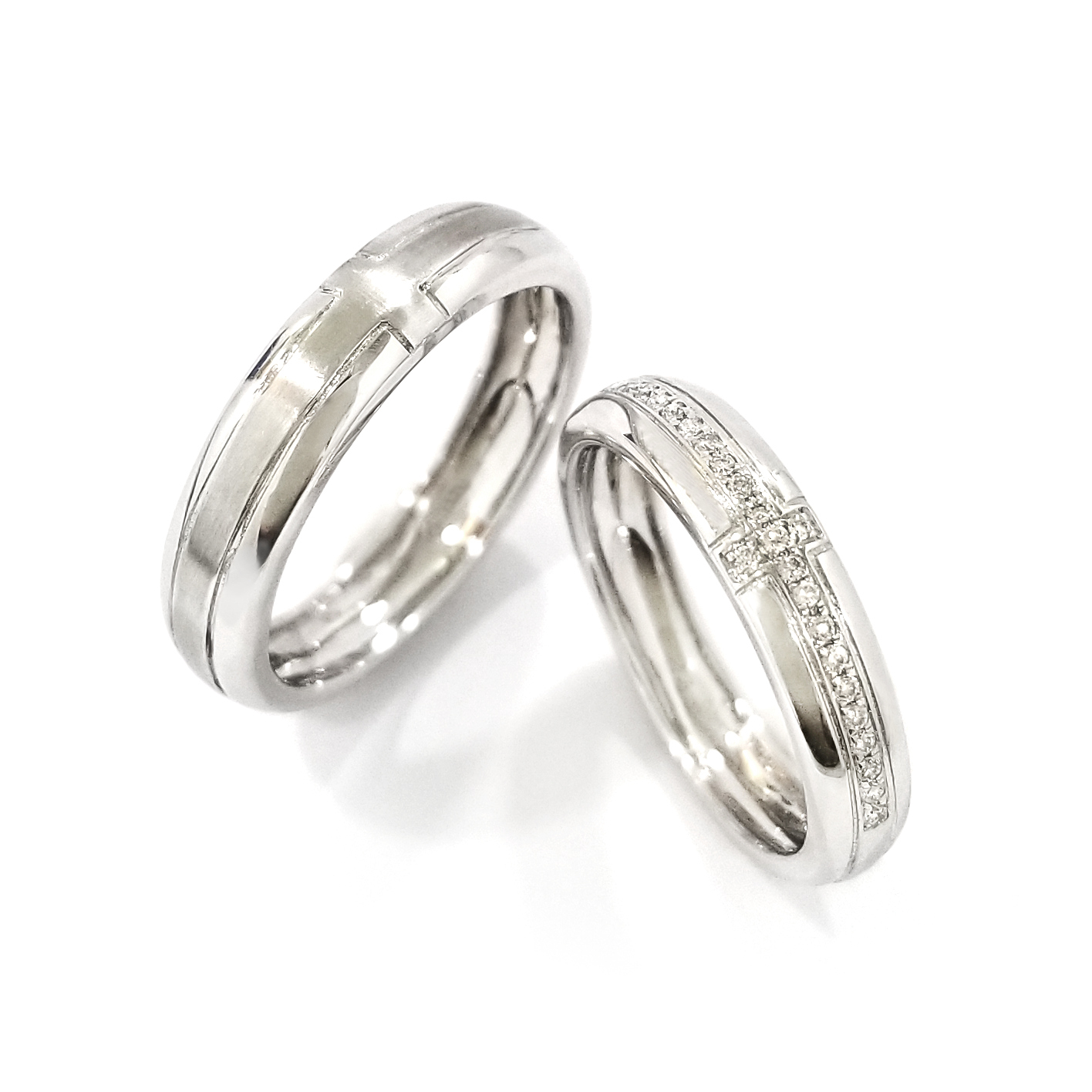 18K白金鑽石結婚戒指