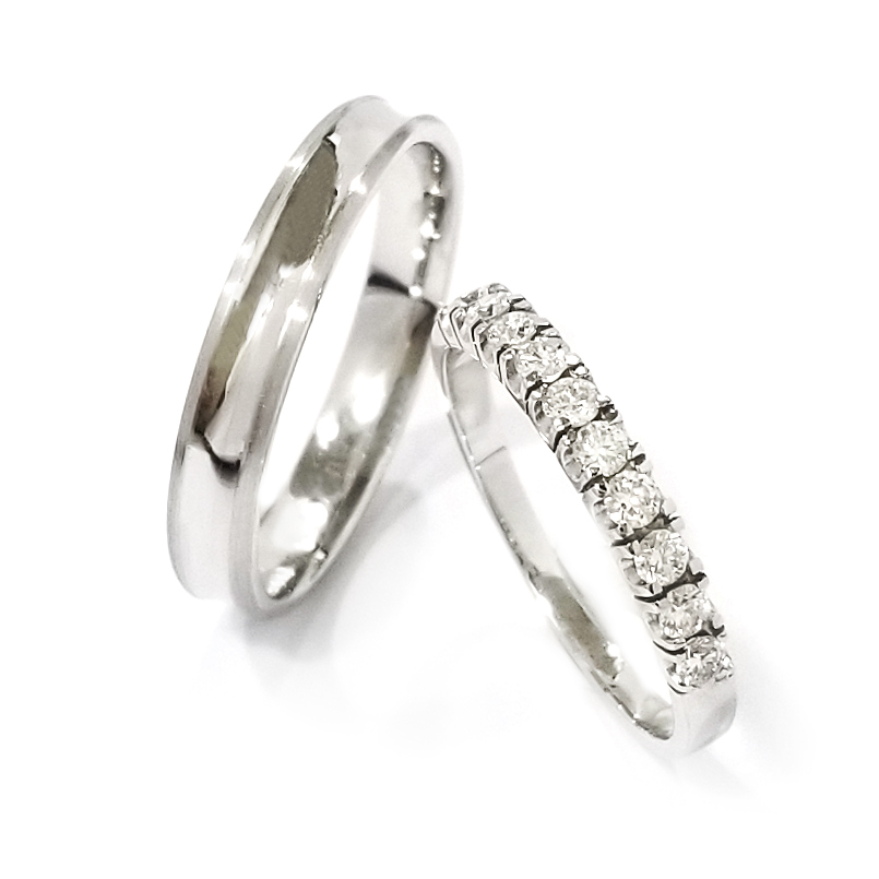18K白金鑽石結婚戒指(WHK65WG13L & WHK10K70266W)