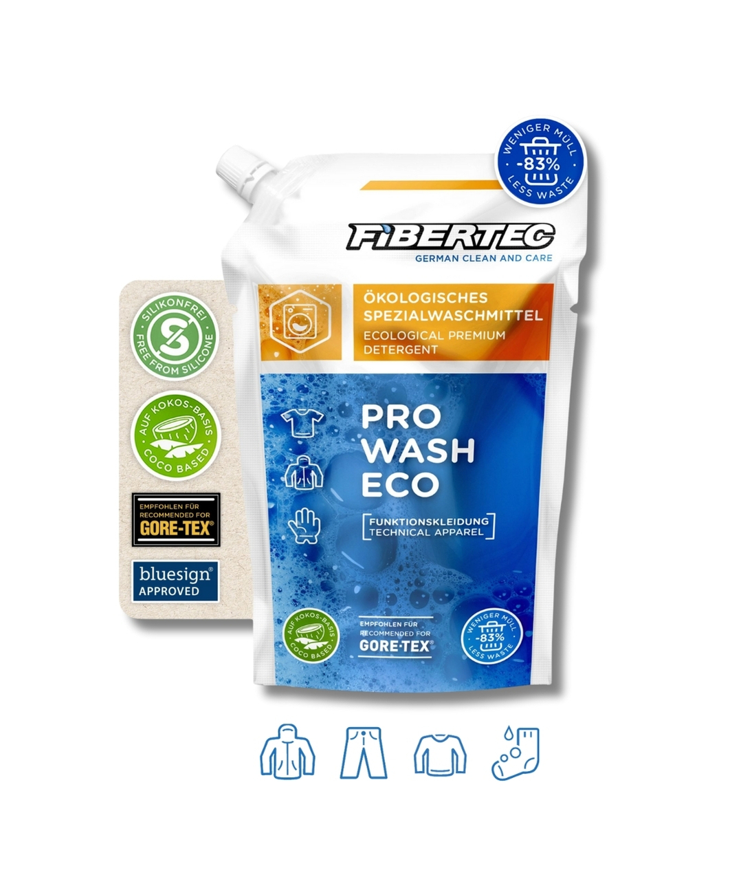 Fibertec Pro Wash Eco 機能性服飾專用濃縮洗潔劑 500ml - 洗衣液/GORE-TEX ®/防水外套/溫和清洗 (55466PWE500R)