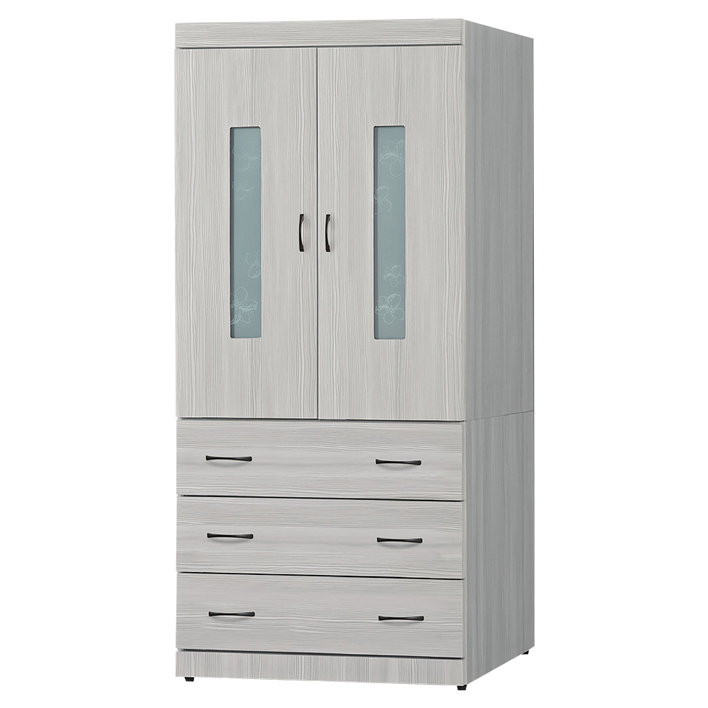 卡瓦亞2.7尺二門三抽衣櫃