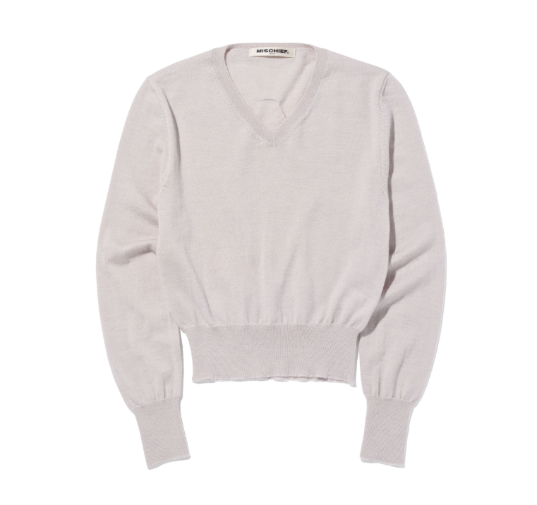 Mischief  MSCHF  許光漢、秀智愛牌 /  V-NECK PULL OVER KNIT TOP_LIGHT PINK GREY V 領套頭針織上衣 淺粉紅 灰色 / AUG25