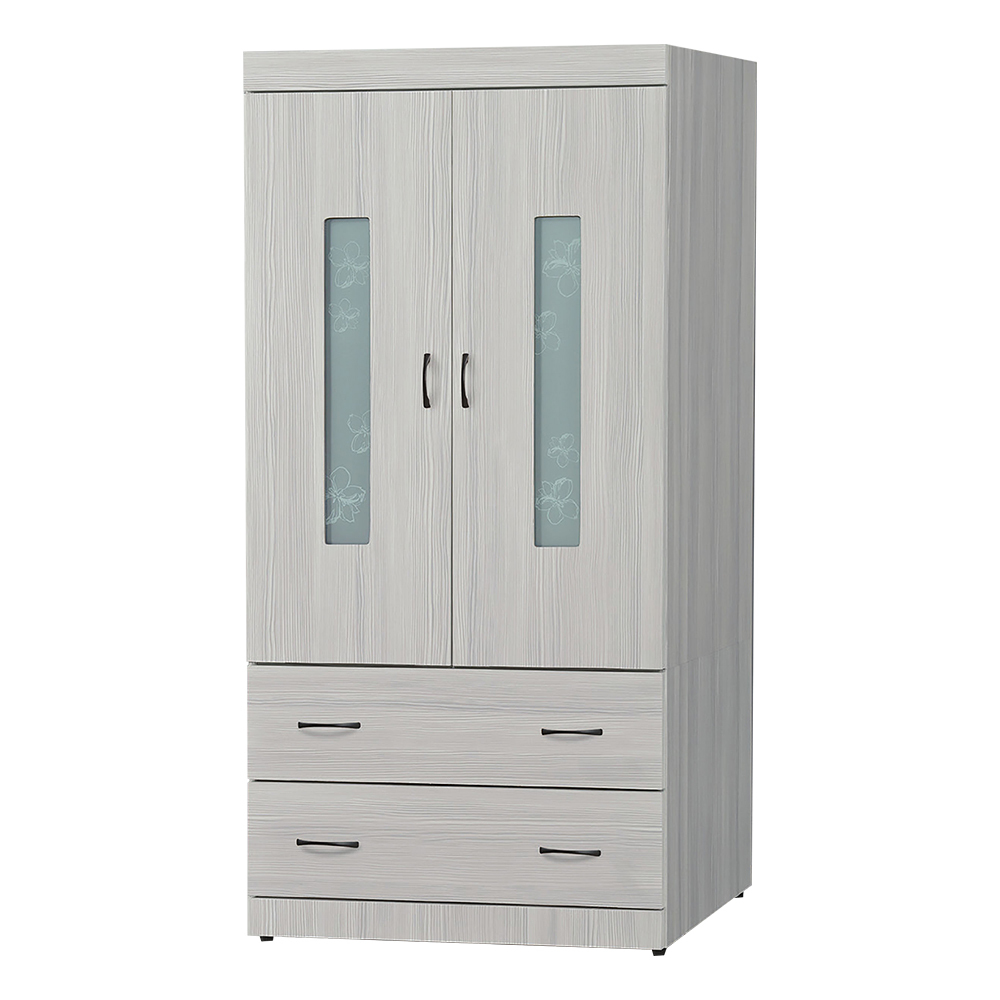 卡瓦亞2.7尺二門二抽衣櫃