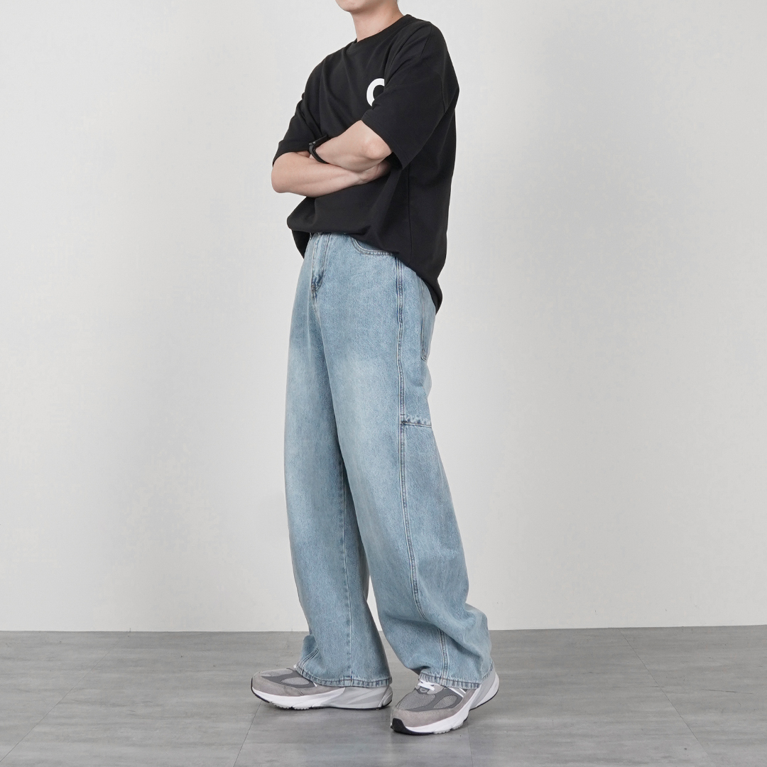 Baggy Jeans 錐形闊腿寬褲 水洗牛仔褲 LJ-2020 LJNB