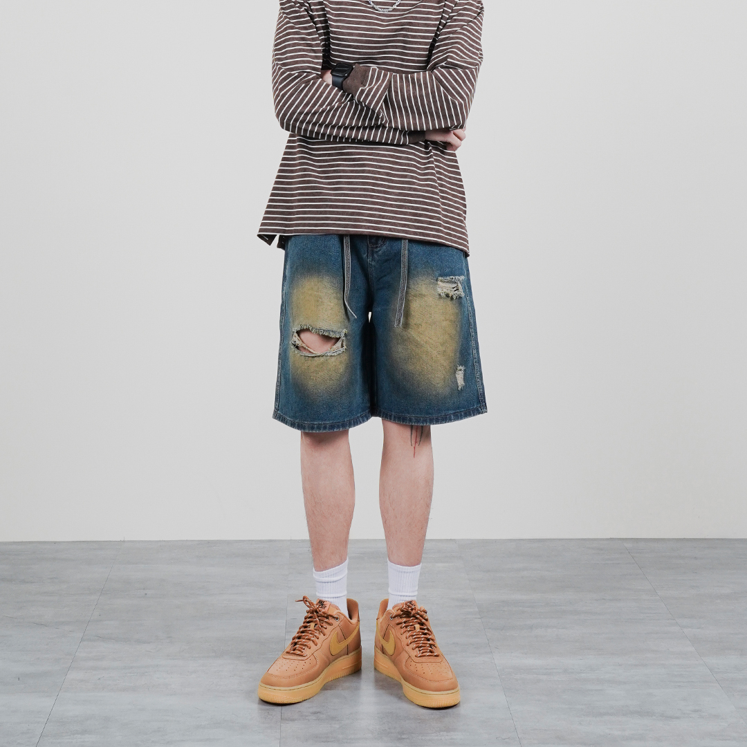 old shorts - 復古洗舊 牛仔短褲 LJ-2699
