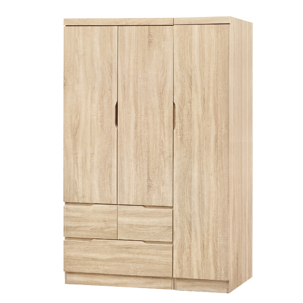 巴斯4尺三門三抽衣櫃