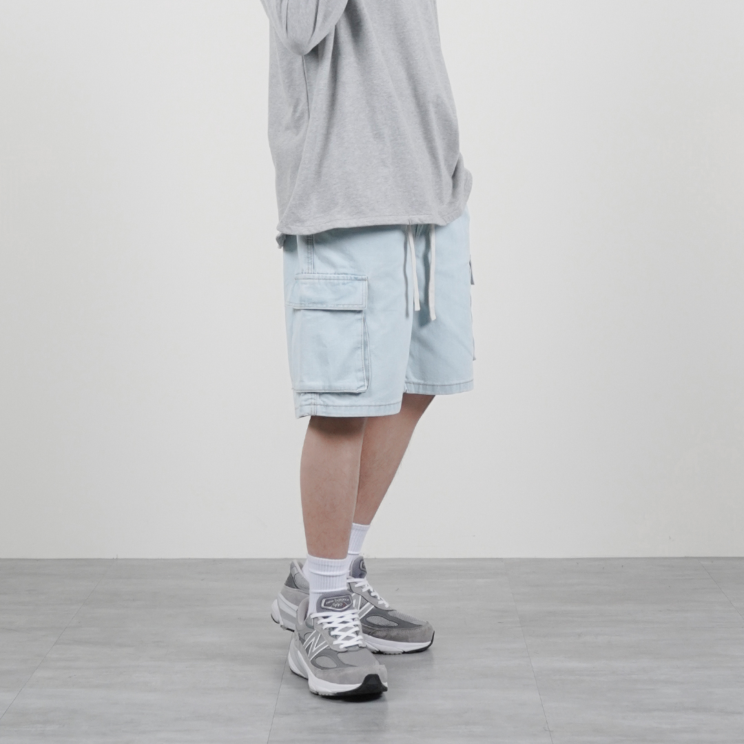 shorts - 棉柔感水洗 牛仔工作寬褲 LJ-717