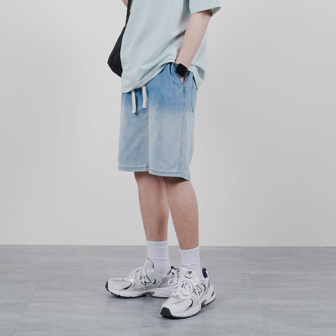 shorts - 漸層水洗工藝 牛仔短褲 LJ-308