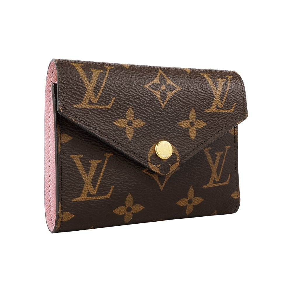 【Louis Vuitton】Monogram Victorine 新款金釦三折短夾(芭蕾粉)