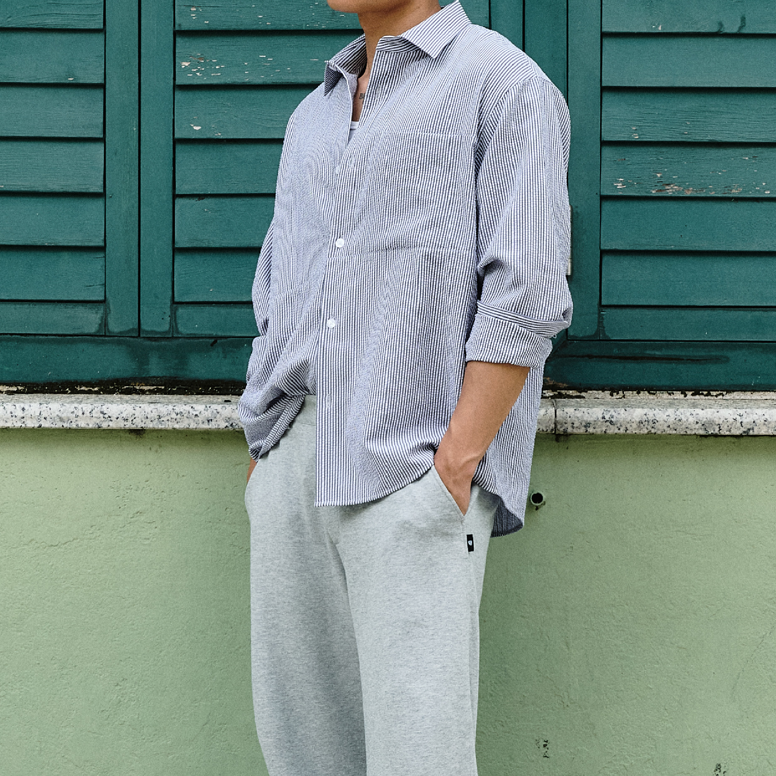 BOHRHOO Seersucker LS Shirts 泡泡紗 條紋長袖襯衫 [BH1027]