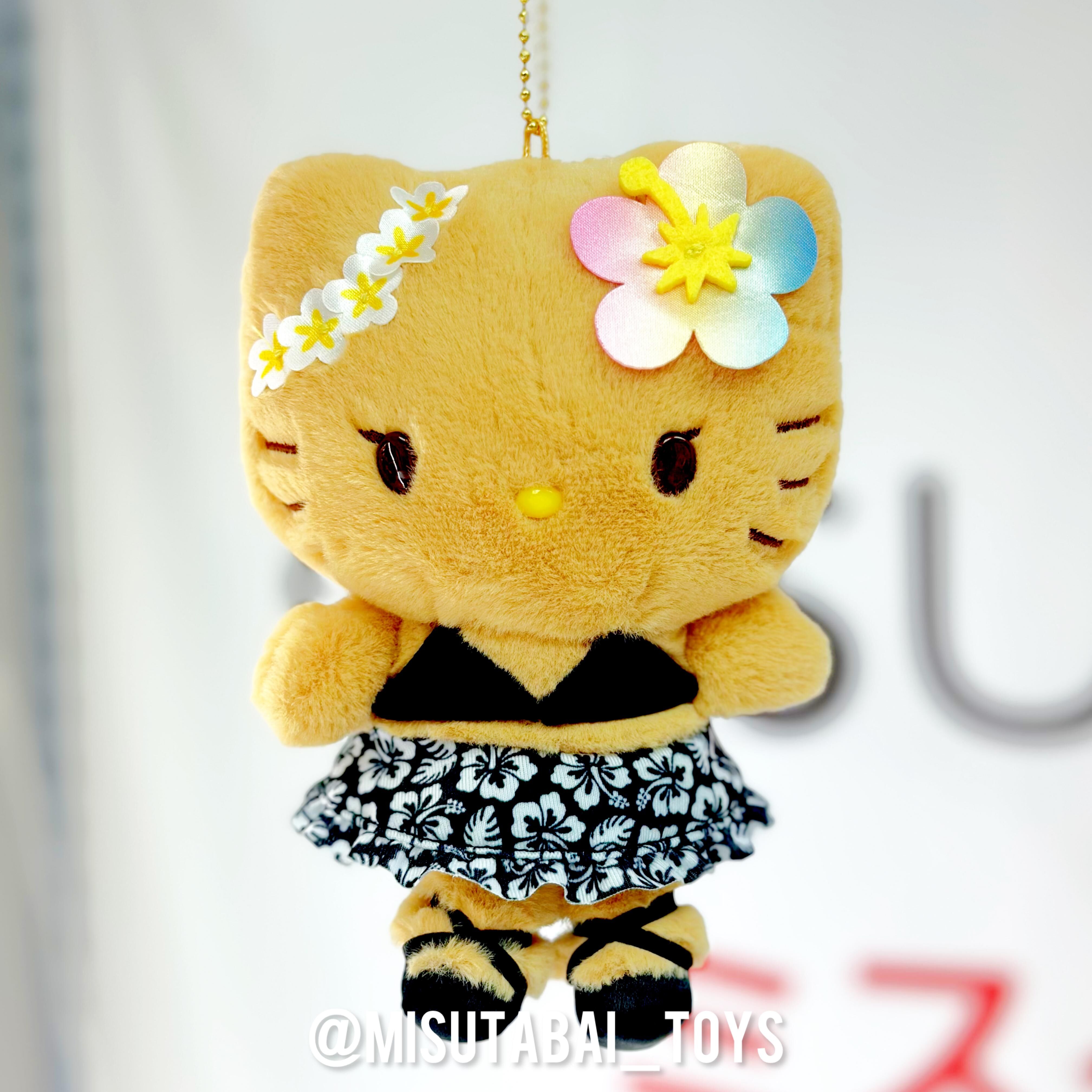 Sanrio Hello Kitty 黑皮夏威夷系列 黑色裙掛鉤公仔