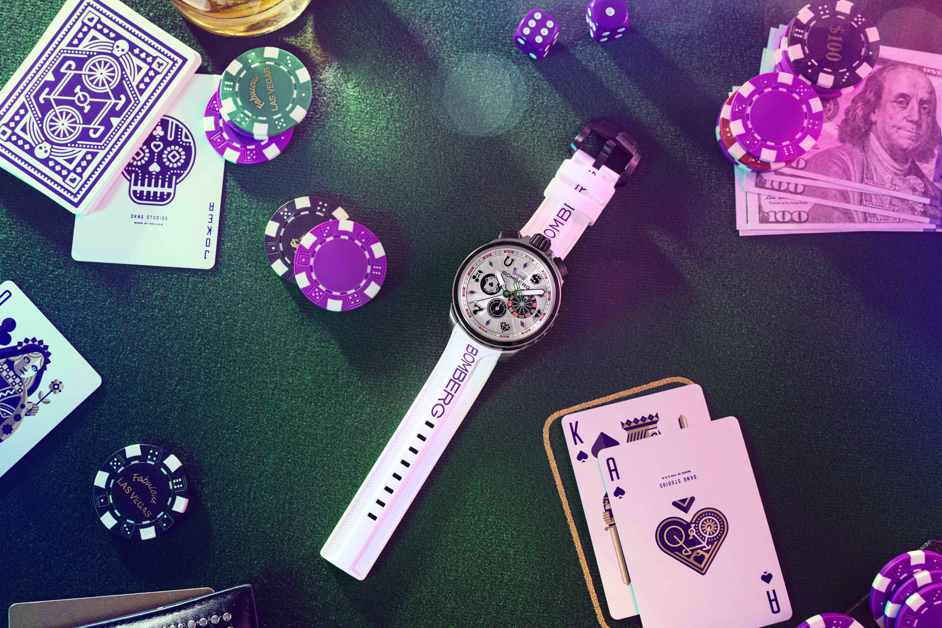 Bomberg,炸彈錶,瑞士製造,一錶二用,石英錶,計時碼錶,Bolt-68,Heritage,Casino White,BS45CHSS.075-3.12,冰晶賭場計時碼錶