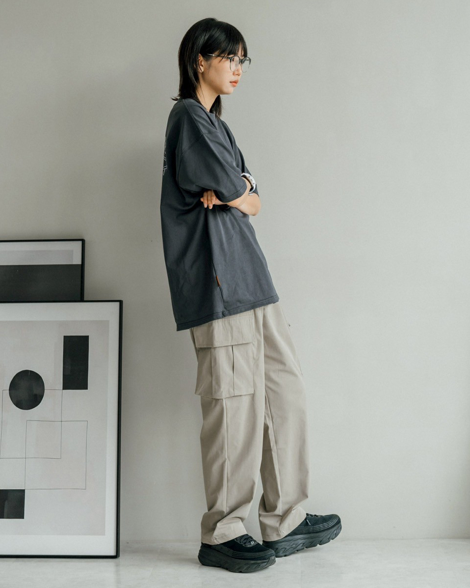 #K661 涼感輕薄側邊口袋修身長褲