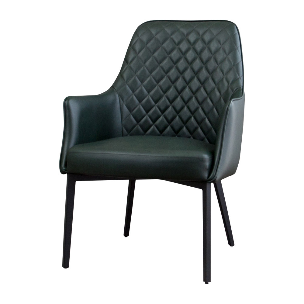 羅達工業風墨綠色皮革扶手休閒椅/餐椅/單椅