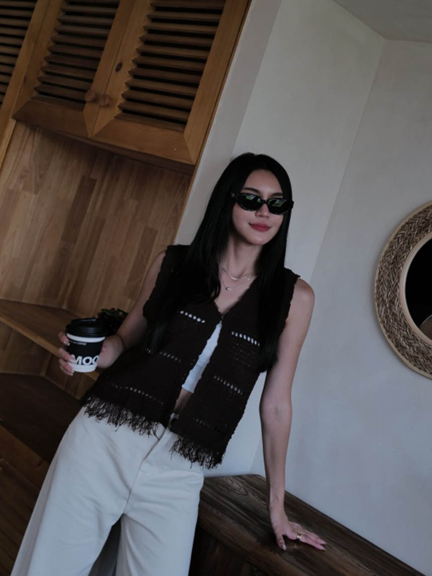 針織流蘇單釦背心*3色