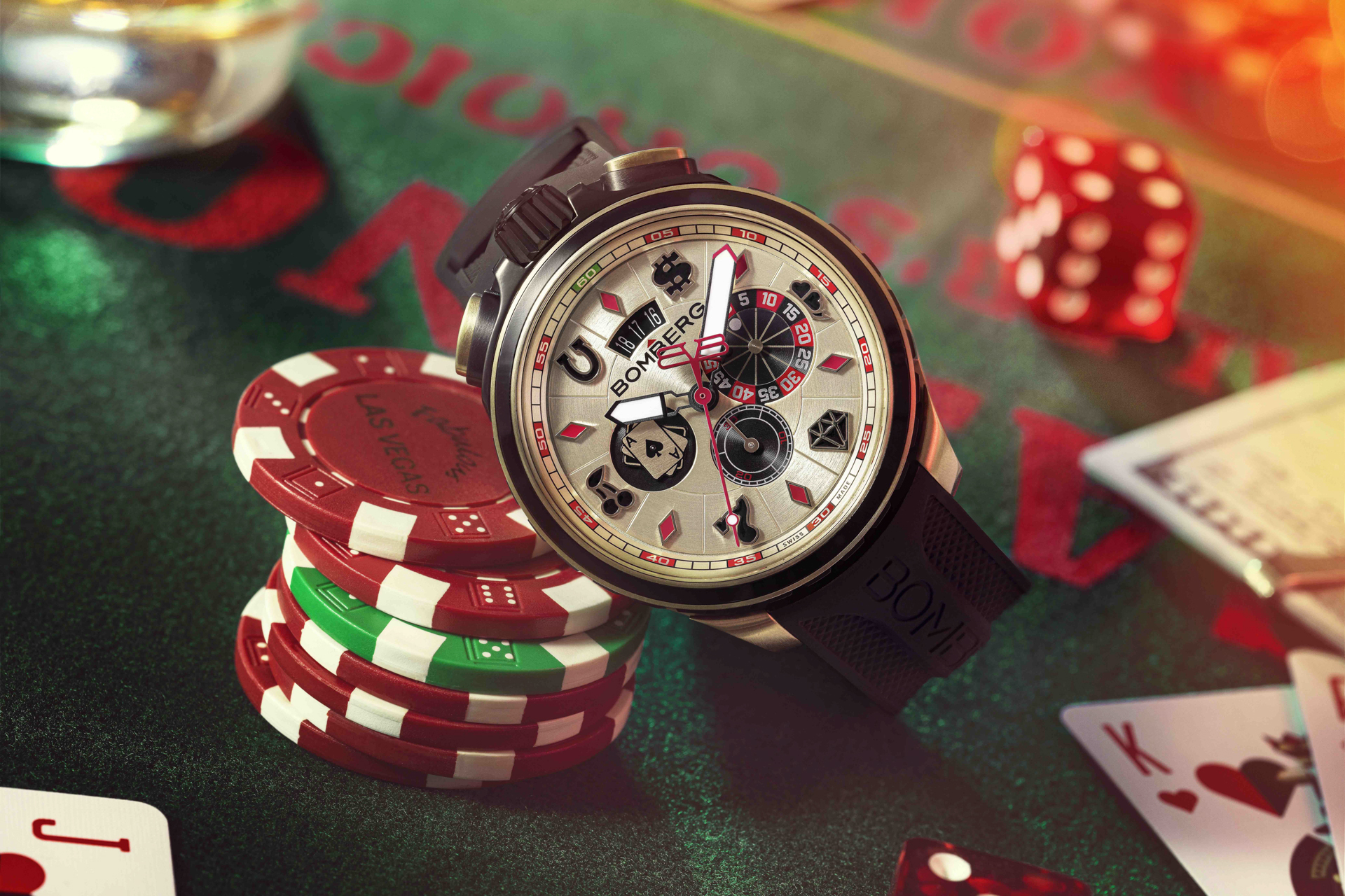 Bomberg,炸彈錶,瑞士製造,一錶二用,石英錶,計時碼錶,Bolt-68,Heritage,Casino Gold,BS45CHPPKBA.075-2.12,黃金籌碼計時碼錶