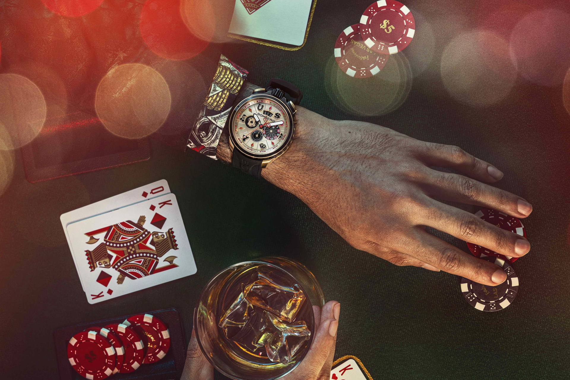 Bomberg,炸彈錶,瑞士製造,一錶二用,石英錶,計時碼錶,Bolt-68,Heritage,Casino Gold,BS45CHPPKBA.075-2.12,黃金籌碼計時碼錶