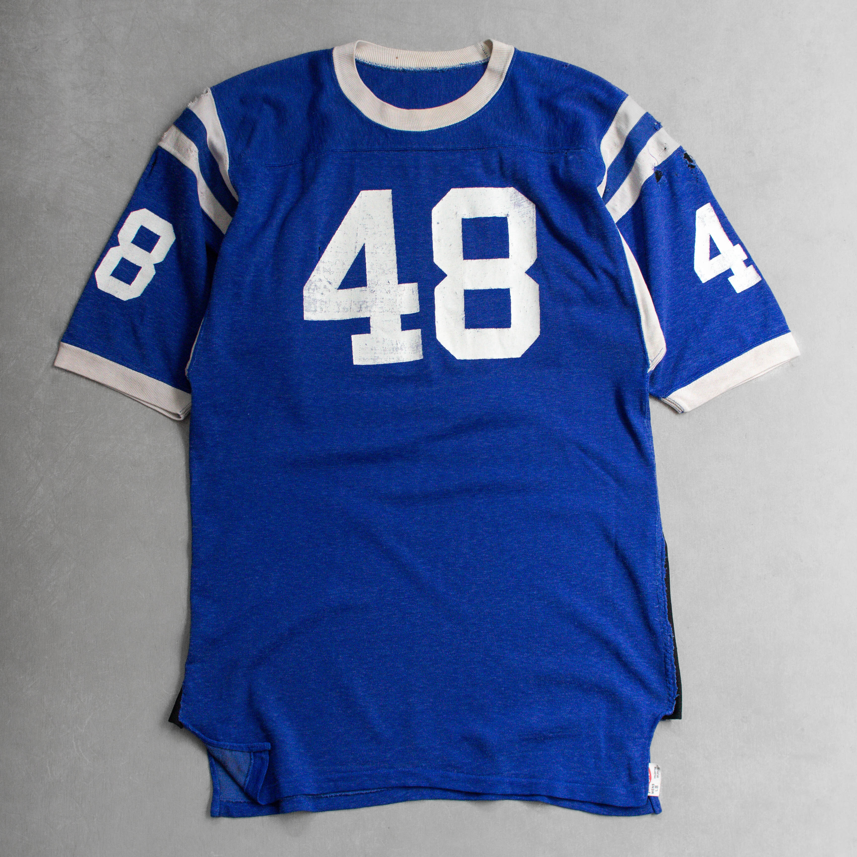 60S HANES ATHLETIC TEE 美國製 藍色 滾邊 美式足球 球衣 短袖 T恤