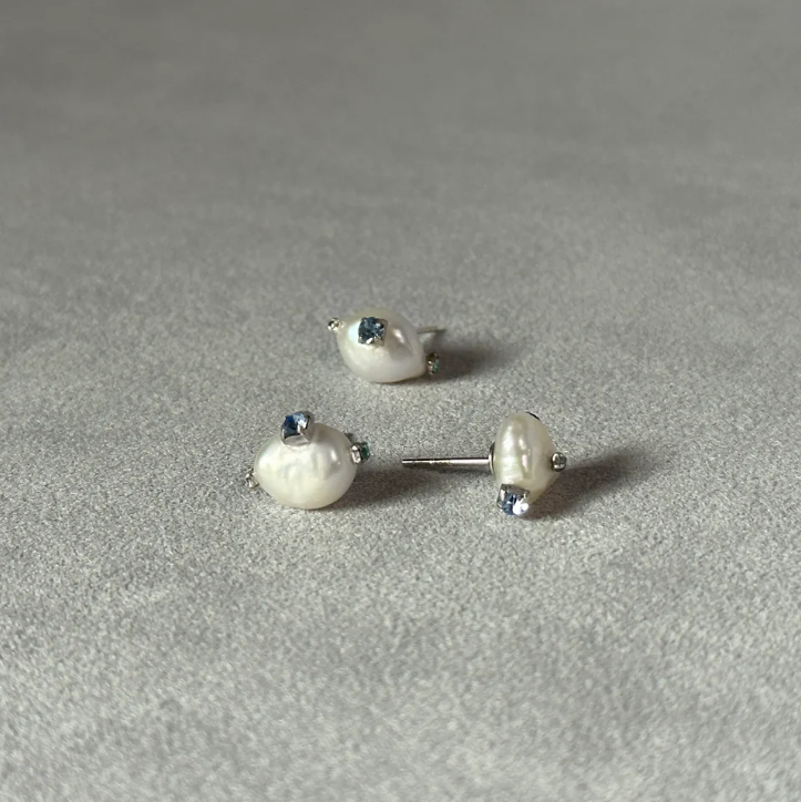 PROJ-ORNMNT 珍珠青鑽耳釘 (單支販售)