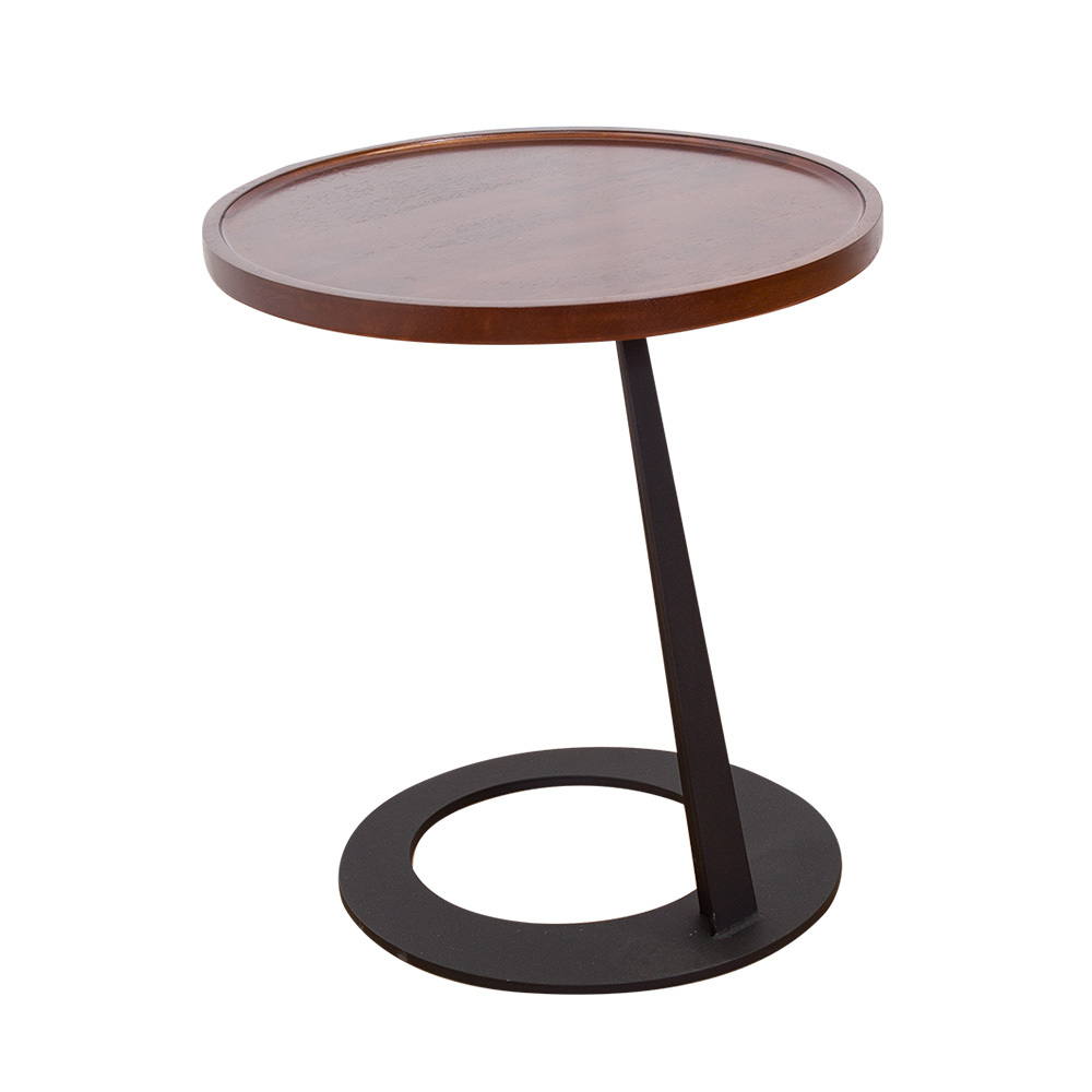 簡約工業風圓型實木小茶几/邊几