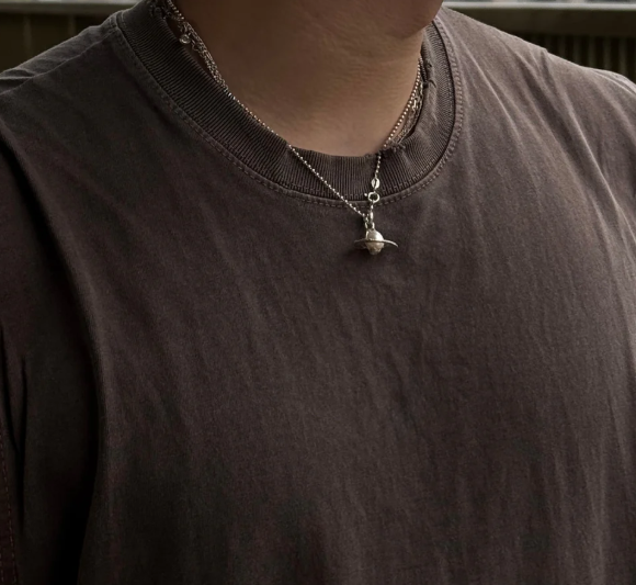 PROJ-ORNMNT 熔銀珍珠惑星銀墜