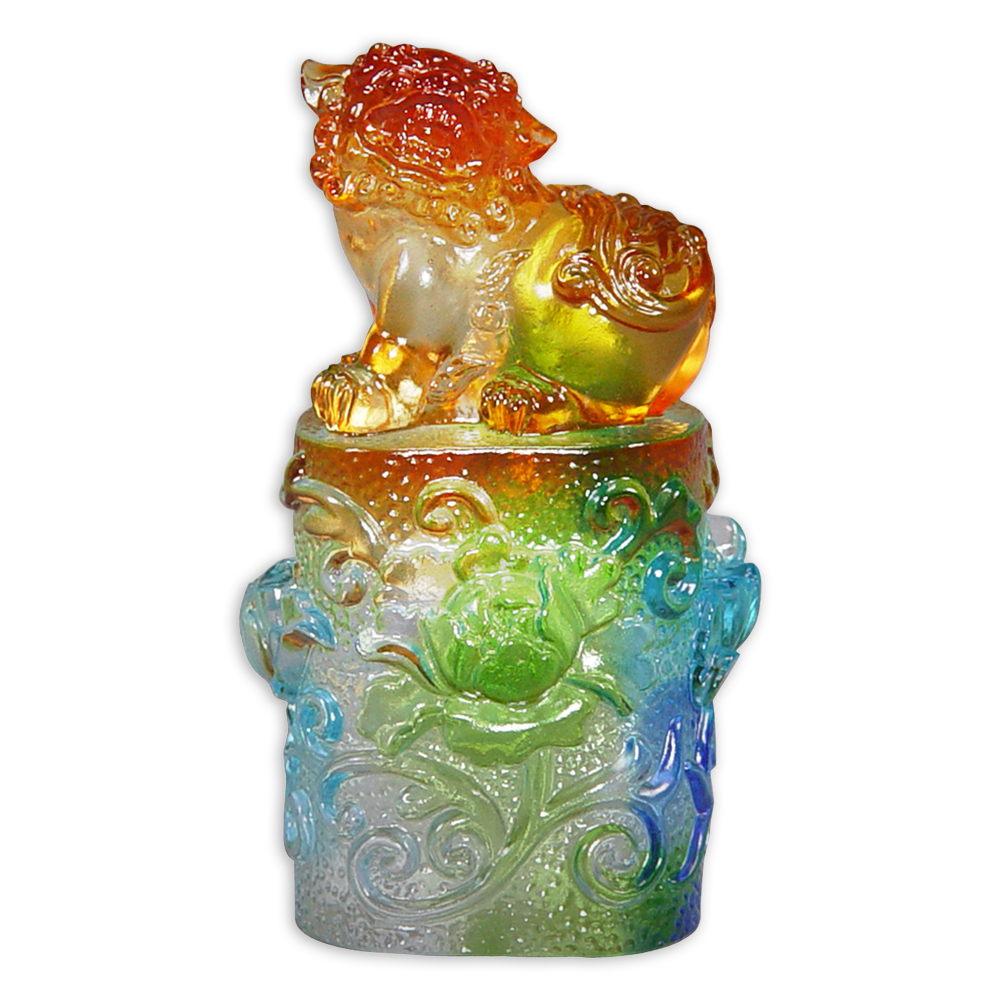 居家開運琉璃祥獅印章｜招財鎮宅文鎮印璽