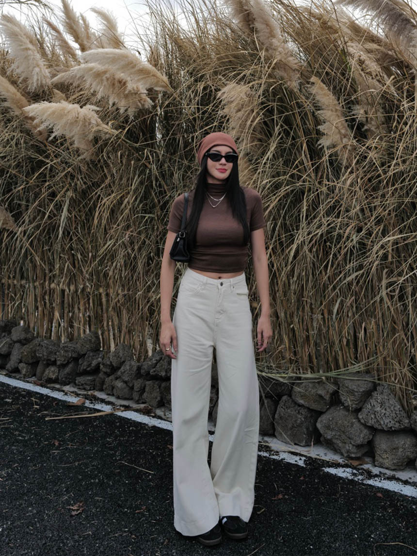 褶皺收腰半高領短袖*4色