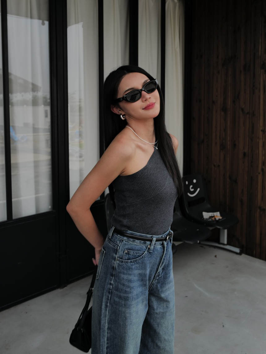 斜肩坑紋針織背心*4色