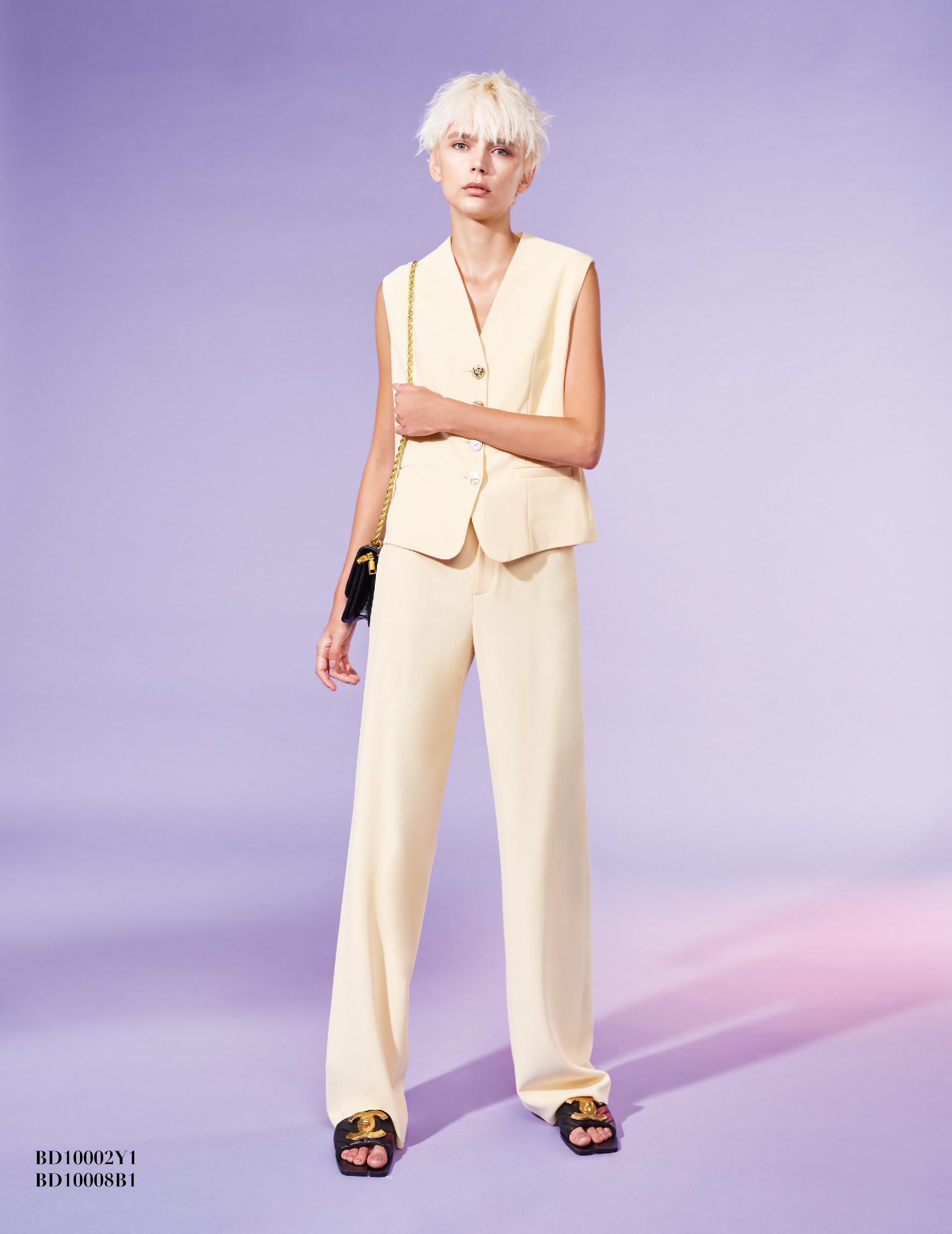 BD10008B1 浮雕花園砂金色正裝褲